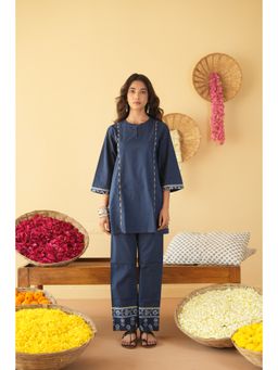 Pink Cactii - Blue Floral Relaxed Kurta & Pant
