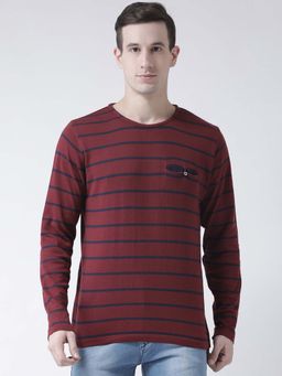 Club York - Men Maroon Striped Pullover