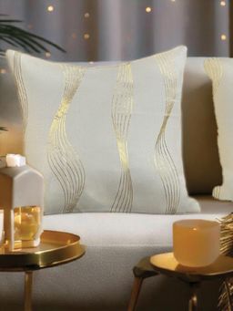 Urban Space - White Decorative Gold Foil Cushion Covers (Pack Of 2)