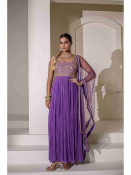 Rasasvada - Lavender Embroidered Anarkali Dress