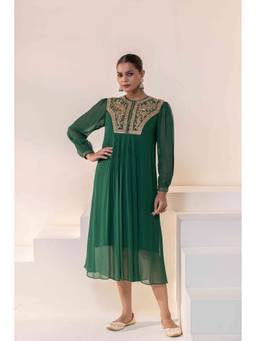 Rasasvada - Green Embroidered Ethnic Dress