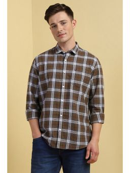 Allen Solly - Men Brown Checks Full Sleeves Casual Shirt