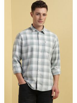 Allen Solly - Men Grey Checks Full Sleeves Casual Shirt