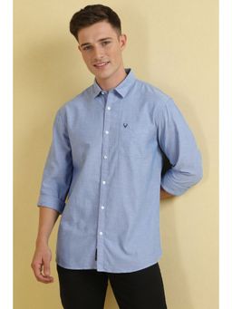 Allen Solly - Men Blue Solid Full Sleeves Casual Shirt