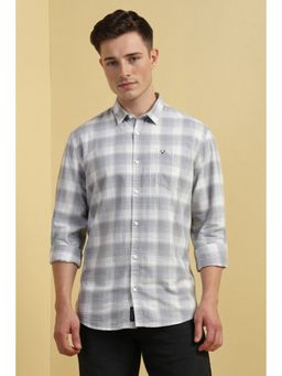 Allen Solly - Men Grey Checks Full Sleeves Casual Shirt