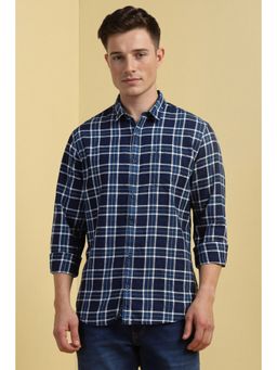 Allen Solly - Men Navy Blue Checks Full Sleeves Casual Shirt