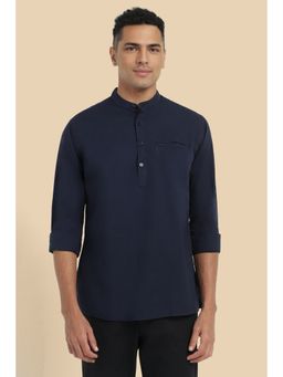 Allen Solly - Men Navy Blue Solid Full Sleeves Casual Shirt