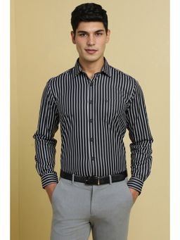 Allen Solly - Men Black Stripes Full Sleeves Formal Shirt
