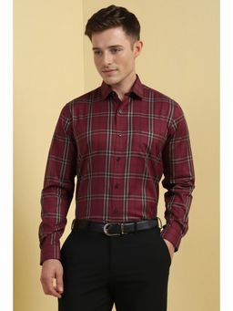 Allen Solly - Men Maroon Checks Full Sleeves Formal Shirt