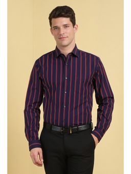 Allen Solly - Men Navy Blue Stripes Full Sleeves Formal Shirt