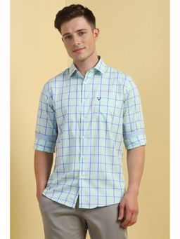 Allen Solly - Men Green Checks Full Sleeves Casual Shirt