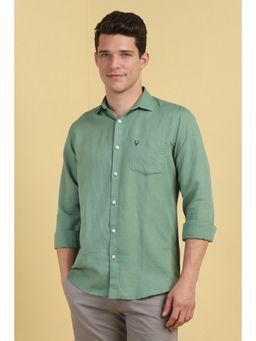 Allen Solly - Men Green Solid Full Sleeves Casual Shirt