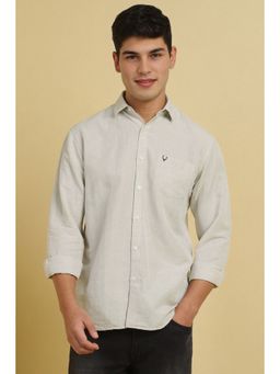 Allen Solly - Men Grey Solid Full Sleeves Casual Shirt