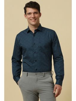 Allen Solly - Men Navy Blue Printed Full Sleeves Formal Shirt