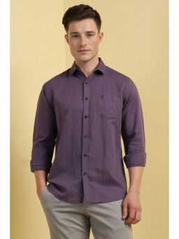 Allen Solly - Men Purple Textured Full Sleeves Casual Shirt