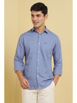 Allen Solly - Men Blue Solid Full Sleeves Casual Shirt