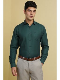 Allen Solly - Men Green Textured Full Sleeves Formal Shirt