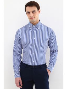 Allen Solly - Men Blue Stripes Full Sleeves Formal Shirt