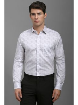 Louis Philippe - Men White Printed Full Sleeves Formal Shirt