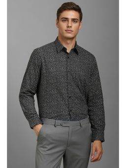 Louis Philippe - Men Black Printed Full Sleeves Formal Shirt
