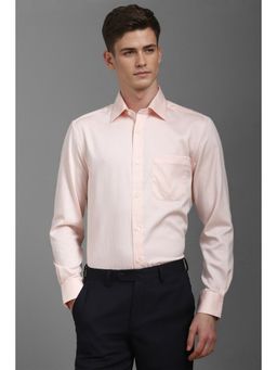 Louis Philippe - Men Peach Textured Full Sleeves Formal Shirt