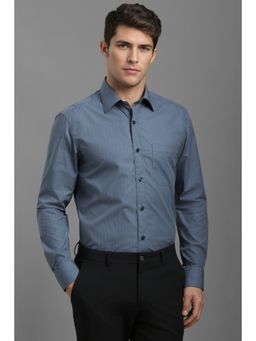 Louis Philippe - Men Grey Stripes Full Sleeves Casual Shirt