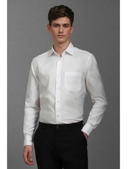 Louis Philippe - Men White Textured Full Sleeves Formal Shirt