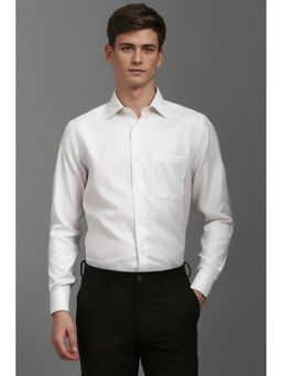 Louis Philippe - Men White Checks Full Sleeves Formal Shirt