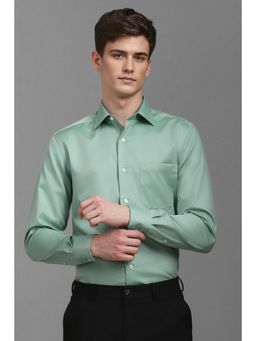 Louis Philippe - Men Green Solid Full Sleeves Formal Shirt