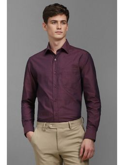 Louis Philippe - Men Maroon Textured Full Sleeves Formal Shirt
