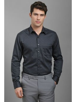 Louis Philippe - Men Grey Printed Full Sleeves Formal Shirt