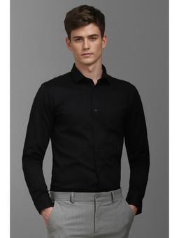 Louis Philippe - Men Black Solid Full Sleeves Formal Shirt