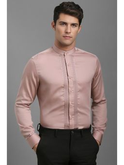 Louis Philippe - Men Peach Solid Full Sleeves Formal Shirt