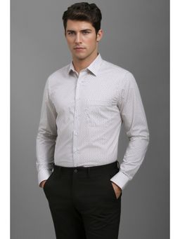 Louis Philippe - Men White Printed Full Sleeves Formal Shirt