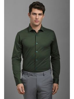 Louis Philippe - Men Green Solid Full Sleeves Formal Shirt