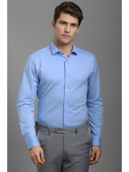 Louis Philippe - Men Blue Solid Full Sleeves Casual Shirt