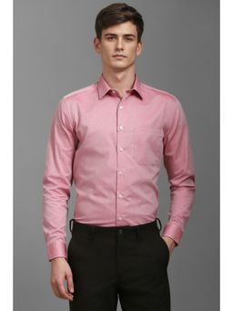 Louis Philippe - Men Pink Textured Full Sleeves Formal Shirt