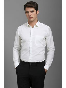 Louis Philippe - Men White Solid Full Sleeves Formal Shirt