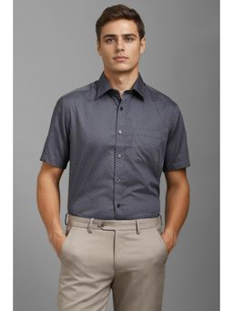 Louis Philippe - Men Grey Printed Half Sleeves Formal Shirt