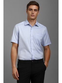 Louis Philippe - Men Blue Solid Half Sleeves Formal Shirt