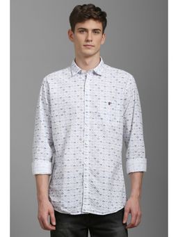 Louis Philippe - Men White Printed Full Sleeves Casual Shirt