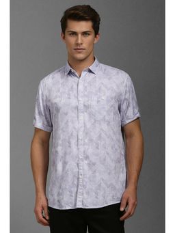 Louis Philippe - Men Purple Printed Half Sleeves Formal Shirt