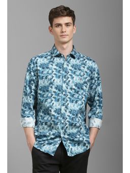 Louis Philippe - Men Blue Printed Full Sleeves Casual Shirt