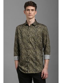 Louis Philippe - Men Olive Printed Full Sleeves Casual Shirt