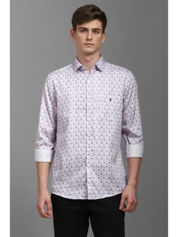 Louis Philippe - Men Purple Printed Full Sleeves Formal Shirt