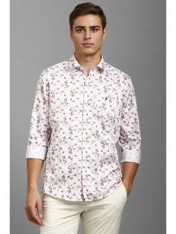 Louis Philippe - Men White Printed Full Sleeves Formal Shirt