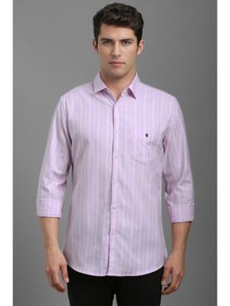 Louis Philippe - Men Purple Stripes Full Sleeves Casual Shirt