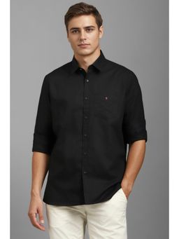 Louis Philippe - Men Black Solid Full Sleeves Casual Shirt