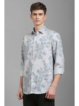 Louis Philippe - Men Grey Printed Full Sleeves Casual Shirt