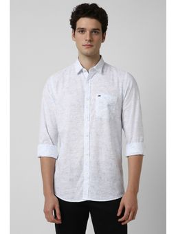 Peter England - Men White Printed Full Sleeves Casual Shirt